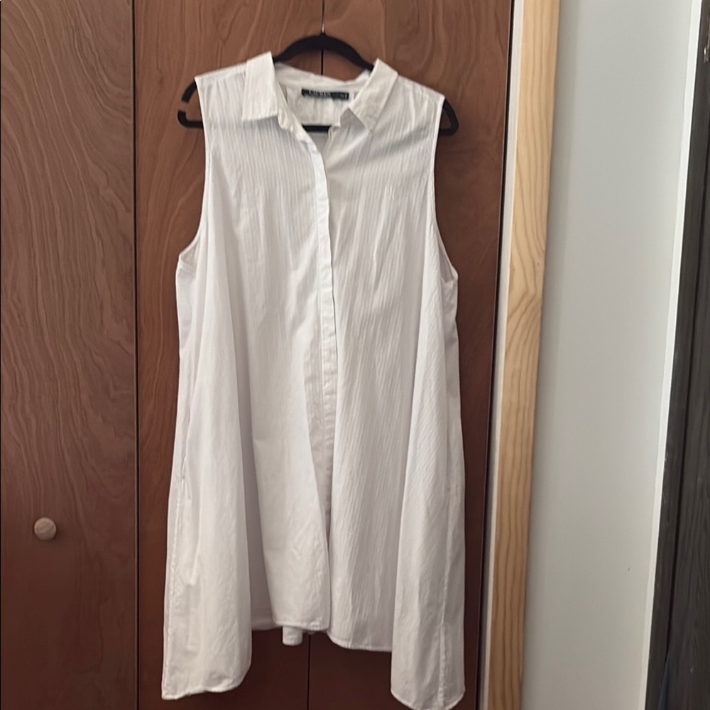 Ralph Lauren Elegant White cotton Sleeveless Button Down Dress Size 2X
